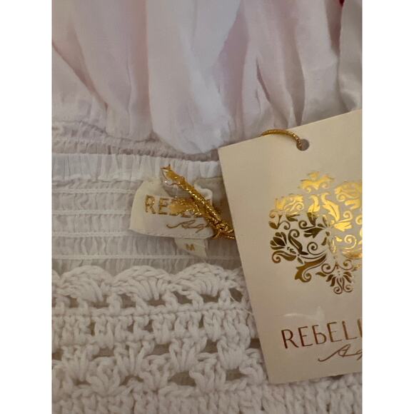 Rebellion Coquette Women's Top White Size M Cottagecore Milkmaid - Picture 3 of 3